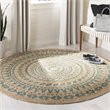 Safavieh Natural Fiber 8' Round Hand Woven Jute Rug in Aqua