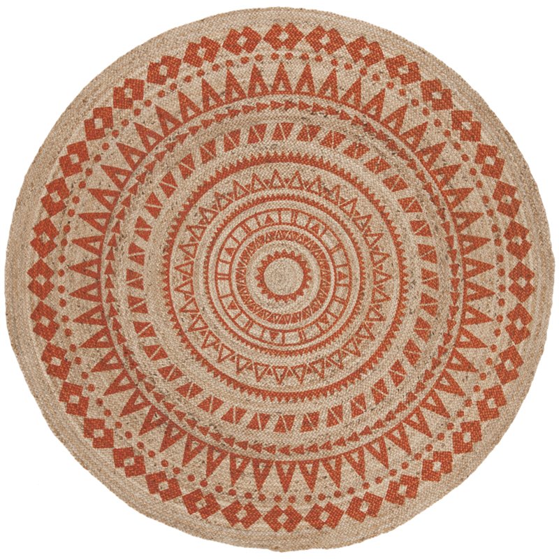Safavieh Natural Fiber 3' Round Hand Woven Jute Rug in Orange
