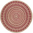 Safavieh Natural Fiber 6' Round Hand Woven Jute Rug in Fuchsia