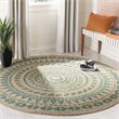 Safavieh Natural Fiber 3' Round Hand Woven Jute Rug in Teal