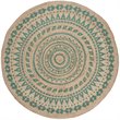Safavieh Natural Fiber 3' Round Hand Woven Jute Rug in Teal