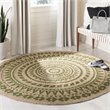 Safavieh Natural Fiber 4' Round Hand Woven Jute Rug in Green