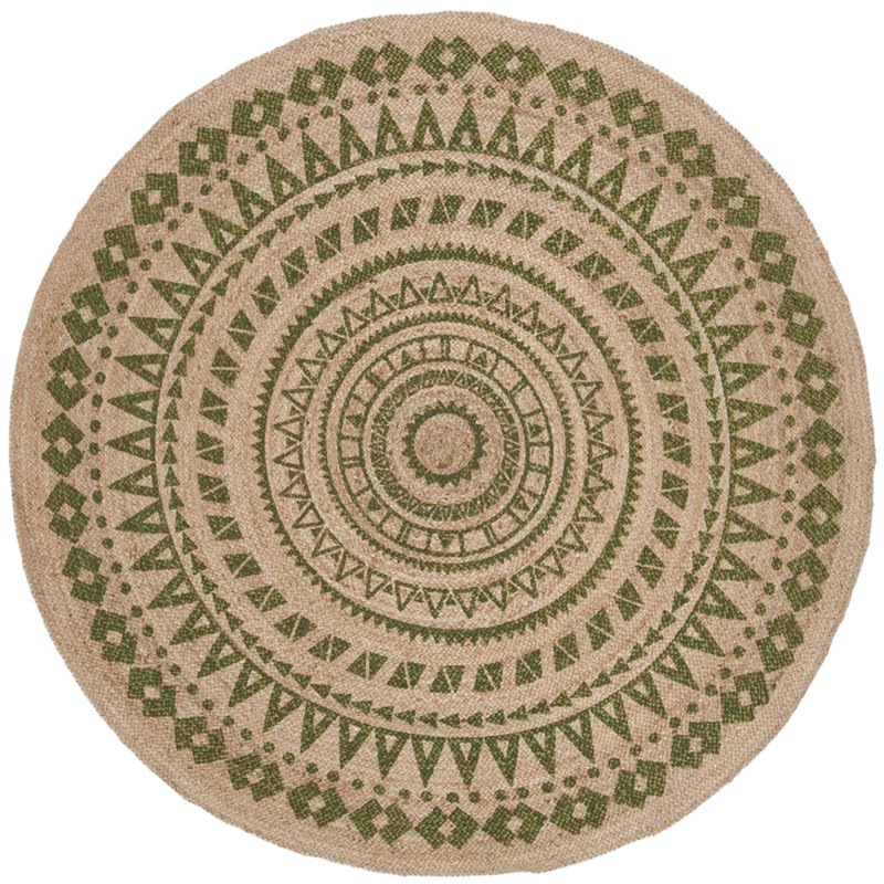 Safavieh Natural Fiber 8' Round Hand Woven Jute Rug in Green