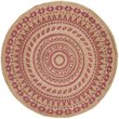 Safavieh Natural Fiber 5' Round Hand Woven Jute Rug in Pink