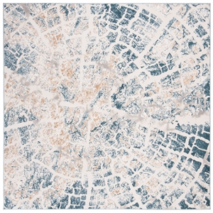 Safavieh Vogue 6'-7&quot X 6'-7&quot Square Polyester Power Loomed Rug In Ivory And Teal