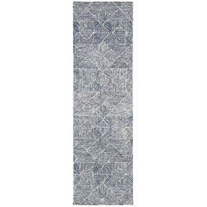 Safavieh Abstract 2'3&quot x 8' Hand Tufted Wool Runner Rug in Blue
