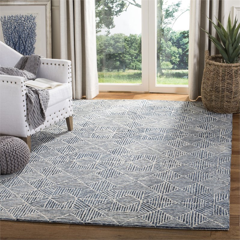 Safavieh Abstract 6' x 9' Hand Tufted Wool Rug in Blue