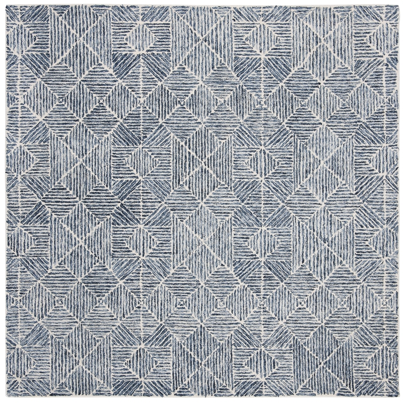 Safavieh Abstract 6' Square Hand Tufted Wool Rug in Blue
