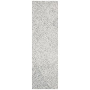 Safavieh Abstract 2'3&quot x 8' Hand Tufted Wool Runner Rug in Gray