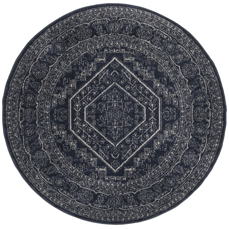 Safavieh Adirondack 8' Round Rug in Navy and Ivory