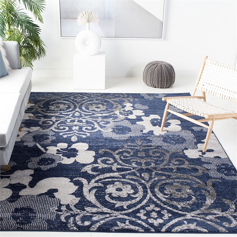 Safavieh Adirondack 6' Round Rug in Navy and Silver