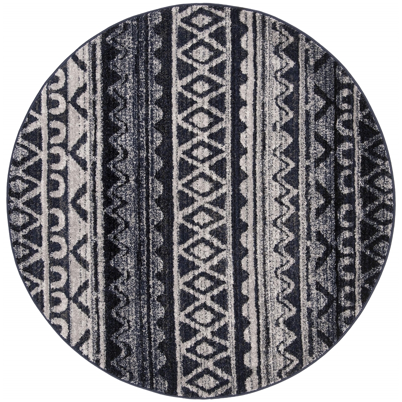 Safavieh Adirondack 6' Round Rug in Ivory and Navy