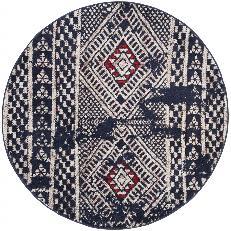 Safavieh Adirondack 6' Round Rug in Navy and Light Gray