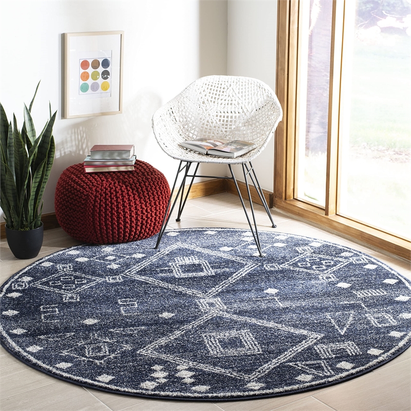 Safavieh Adirondack 6' Round Rug in Navy and White