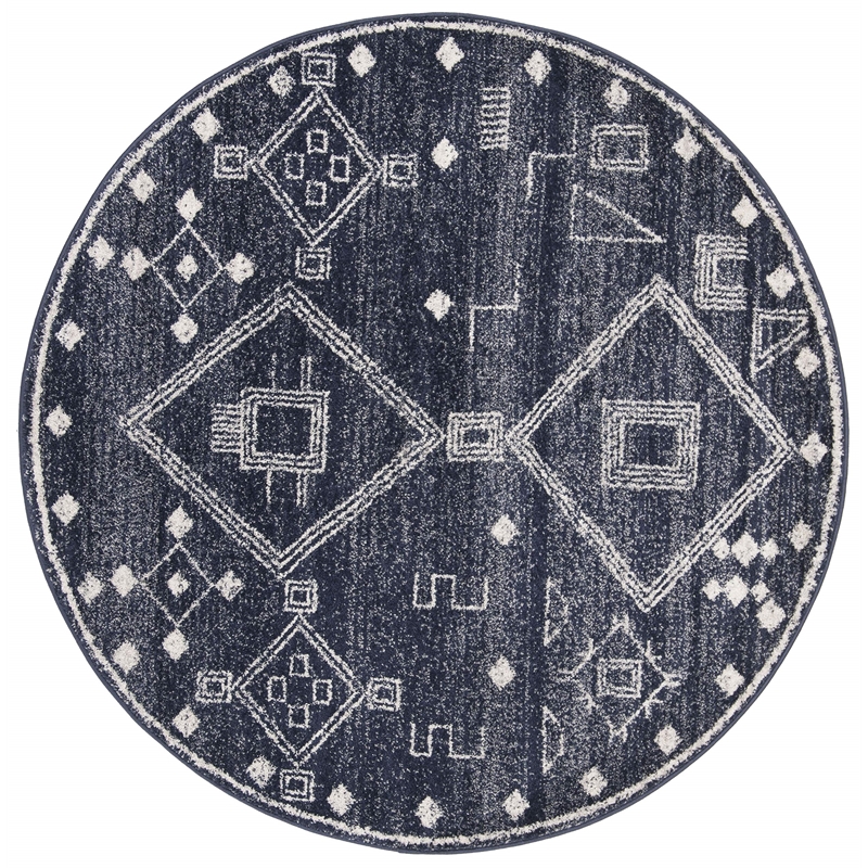 Safavieh Adirondack 6' Round Rug in Navy and White