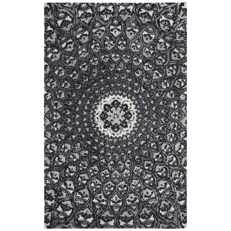 Safavieh Allure 4' x 6' Hand Tufted Wool Rug in Ivory and Black