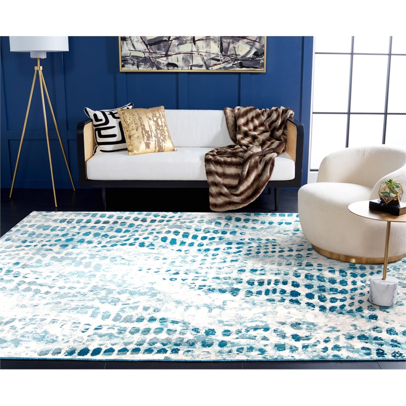 Safavieh Aria 9' x 12' Rug in Ivory and Teal