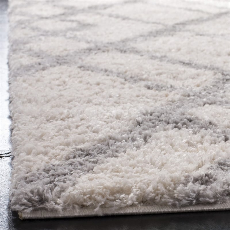 Safavieh Berber 9' x 12' Shag Rug in Ivory and Gray