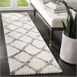 Safavieh Berber 2' x 8' Shag Runner Rug in Ivory and Gray