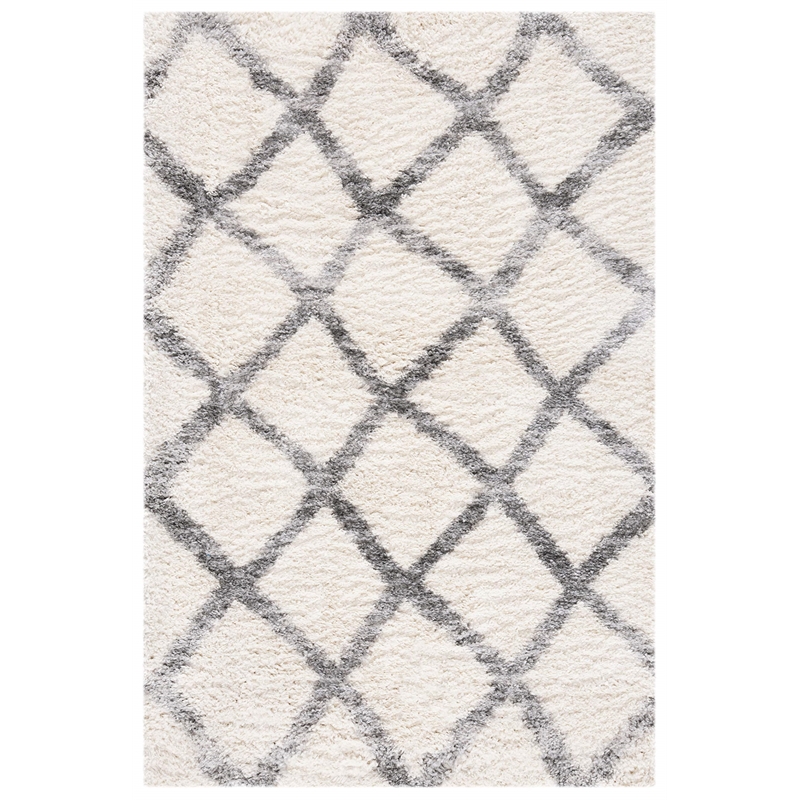 Safavieh Berber 4' x 6' Shag Rug in Ivory and Gray