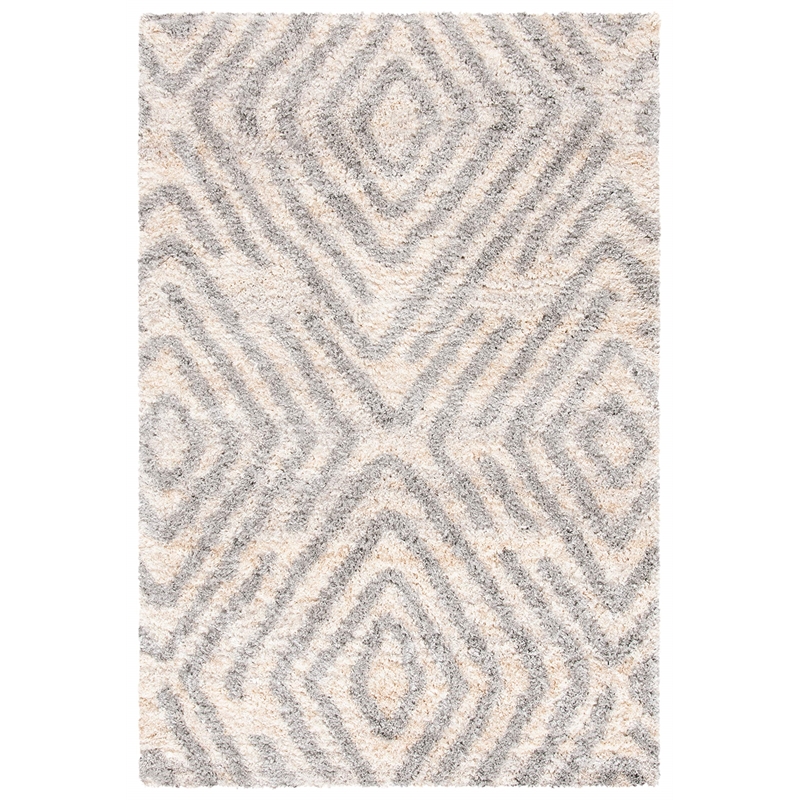 Safavieh Berber 4' x 6' Shag Rug in Ivory and Gray