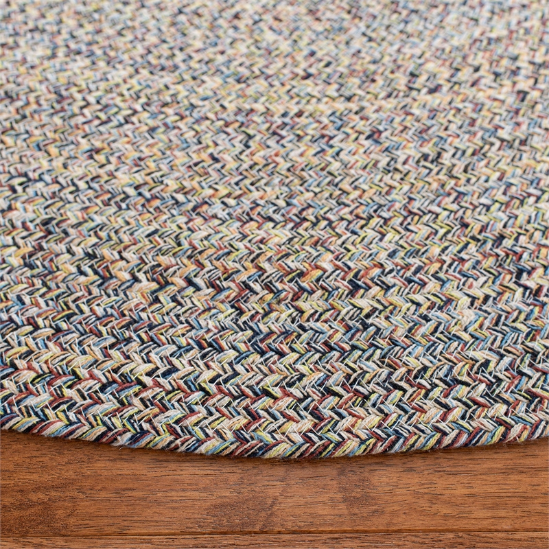 Safavieh Braided 4' Round Hand Woven Rug in Blue and Ivory