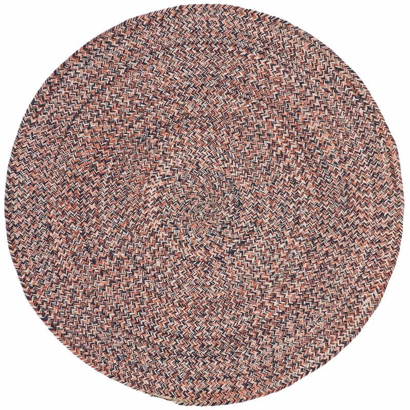 Safavieh Braided 3' Round Hand Woven Rug in Terracotta and Ivory