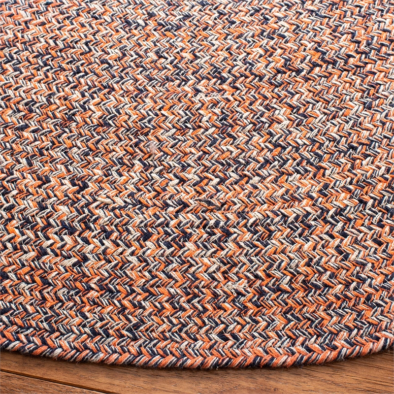 Safavieh Braided 3' Round Hand Woven Rug in Terracotta and Ivory