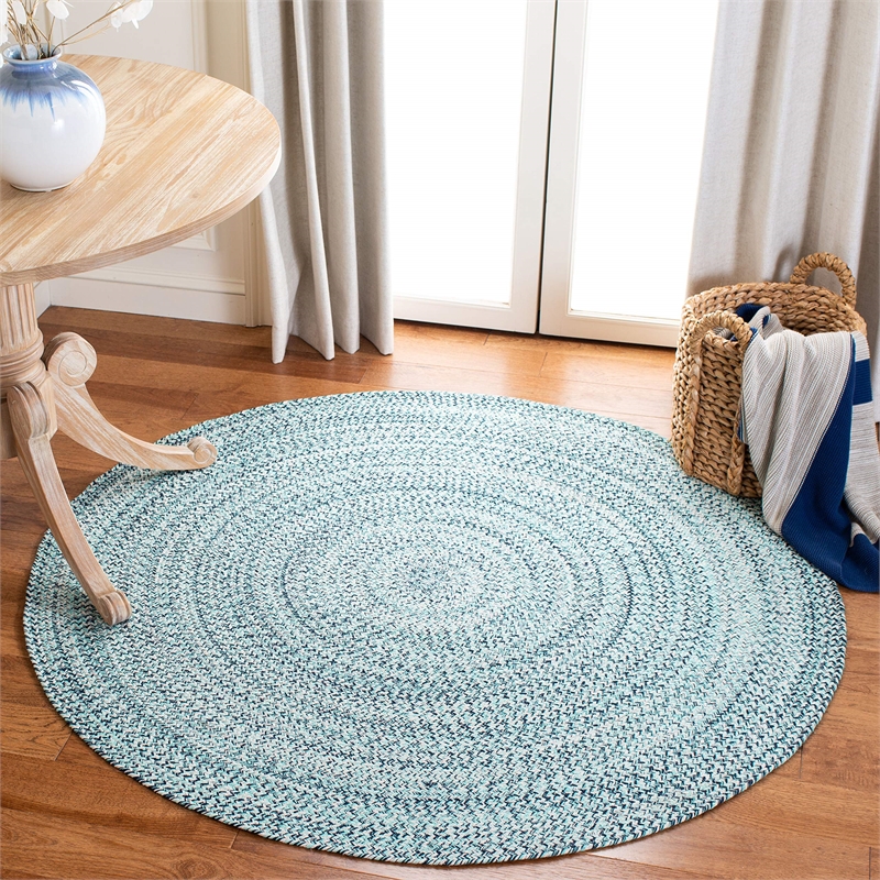 Safavieh Braided 4' Round Hand Woven Rug in Terracotta and Ivory