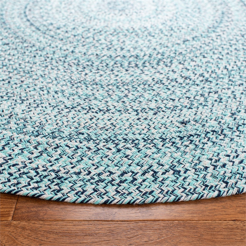 Safavieh Braided 4' Round Hand Woven Rug in Terracotta and Ivory