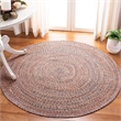 Safavieh Braided 5' Round Hand Woven Rug in Terracotta and Ivory