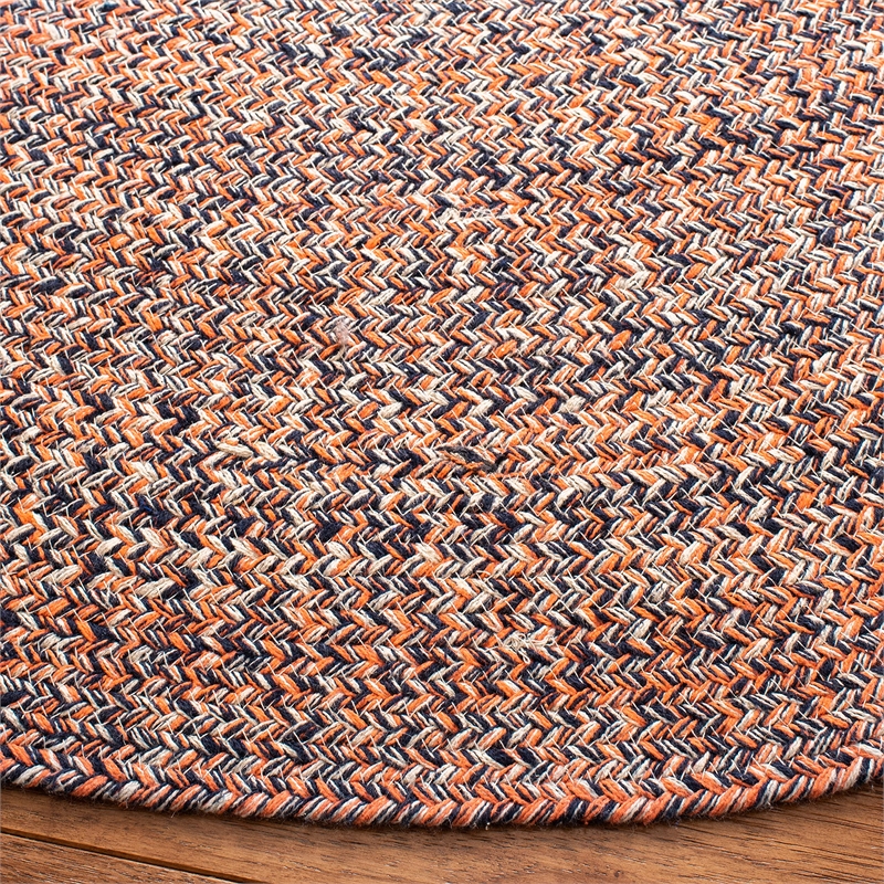Safavieh Braided 5' Round Hand Woven Rug in Terracotta and Ivory