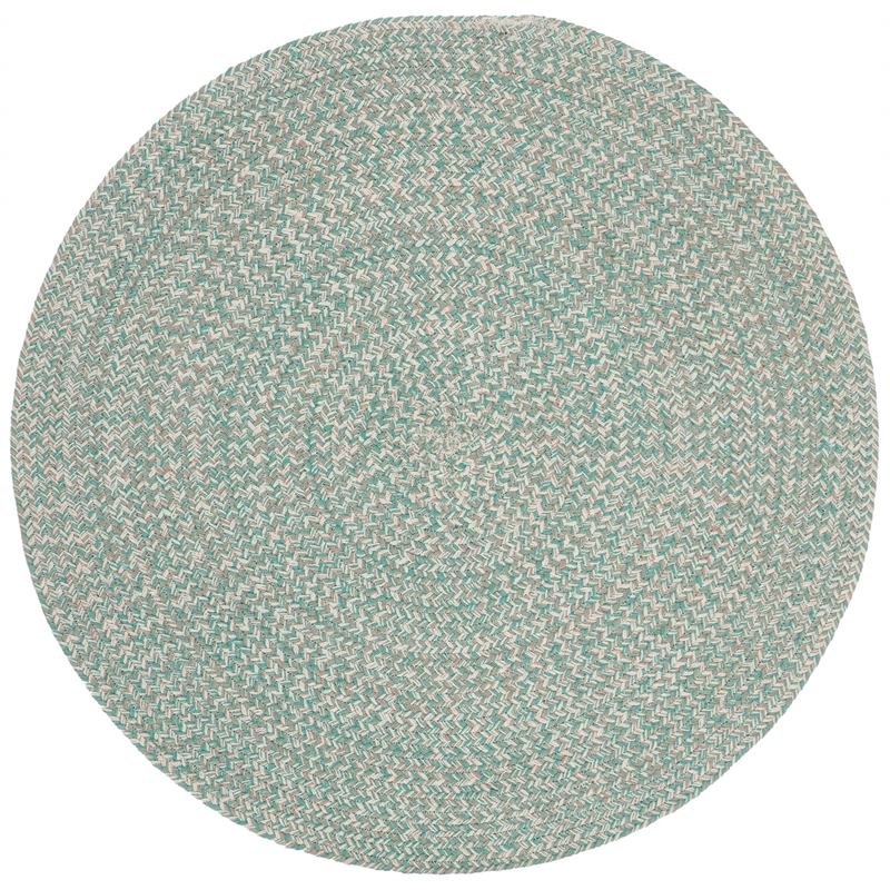 Safavieh Braided 3' Round Hand Woven Rug in Teal and Ivory