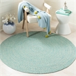 Safavieh Braided 5' Round Hand Woven Rug in Teal and Ivory
