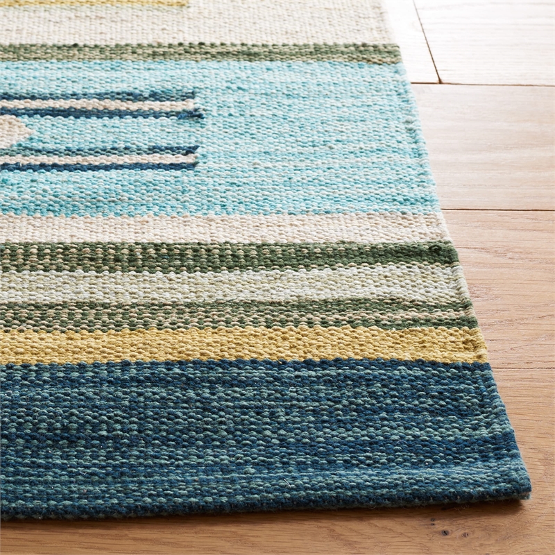 Safavieh Cotton Kilim 8' x 10' Hand Loomed Rug in Gray and Olive