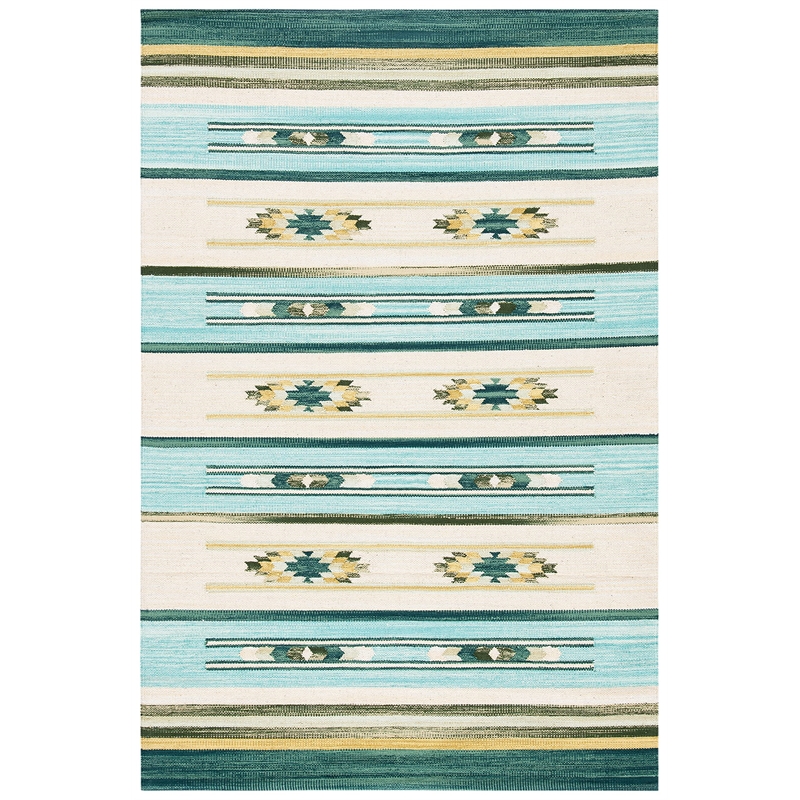 Safavieh Cotton Kilim 4' x 6' Hand Loomed Rug in Aqua and Ivory