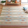 Safavieh Cotton Kilim 5' x 8' Hand Loomed Rug in Aqua and Ivory
