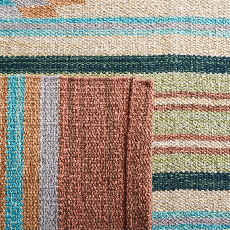 Safavieh Cotton Kilim 5' x 8' Hand Loomed Rug in Aqua and Ivory