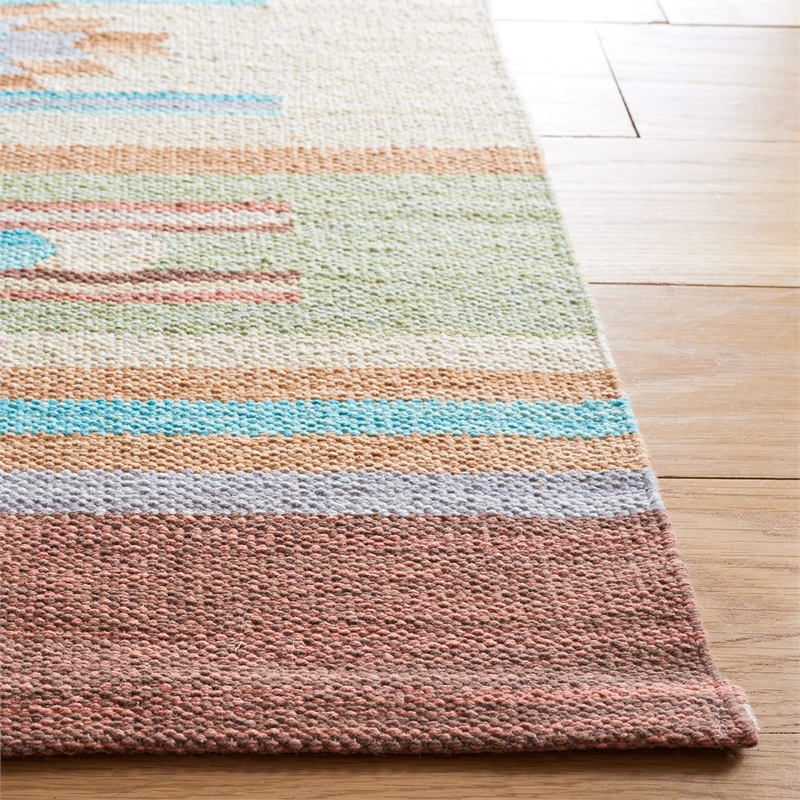 Safavieh Cotton Kilim 5' x 8' Hand Loomed Rug in Blue and Ivory