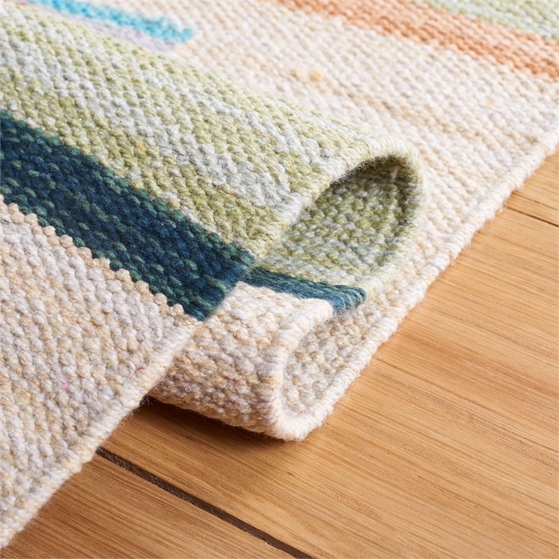 Safavieh Cotton Kilim 5' x 8' Hand Loomed Rug in Blue and Ivory