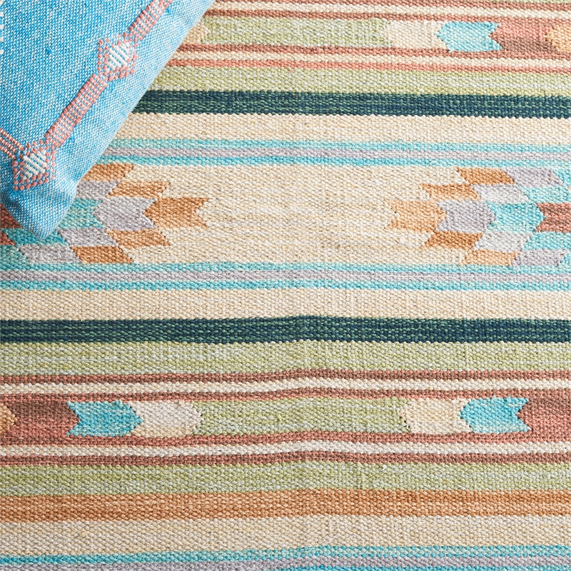 Safavieh Cotton Kilim 5' x 8' Hand Loomed Rug in Blue and Ivory