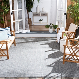 Safavieh Courtyard 5'3&quot Square Rug in Gray and Navy