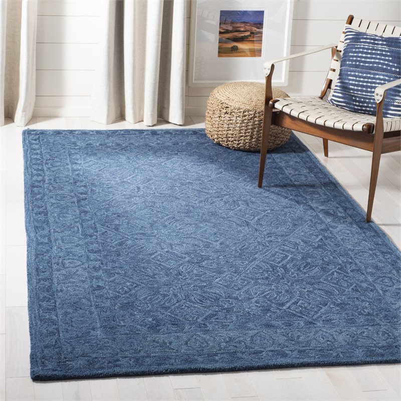 Safavieh Dip Dye 3' x 5' Hand Tufted Wool Rug in Navy Blue