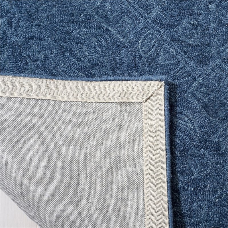 Safavieh Dip Dye 7' Square Hand Tufted Wool Rug in Navy Blue