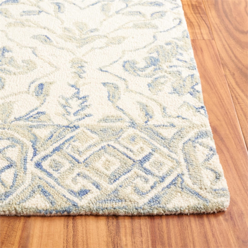 Safavieh Dip Dye 3' x 5' Hand Tufted Wool Rug in Light Blue and Ivory
