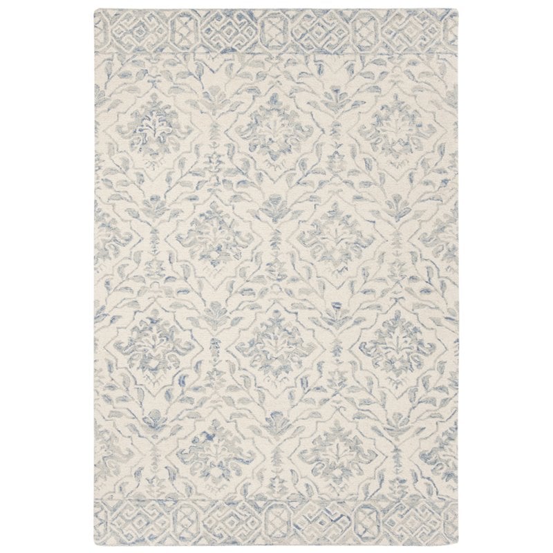 Safavieh Dip Dye 4' x 6' Hand Tufted Wool Rug in Light Blue and Ivory