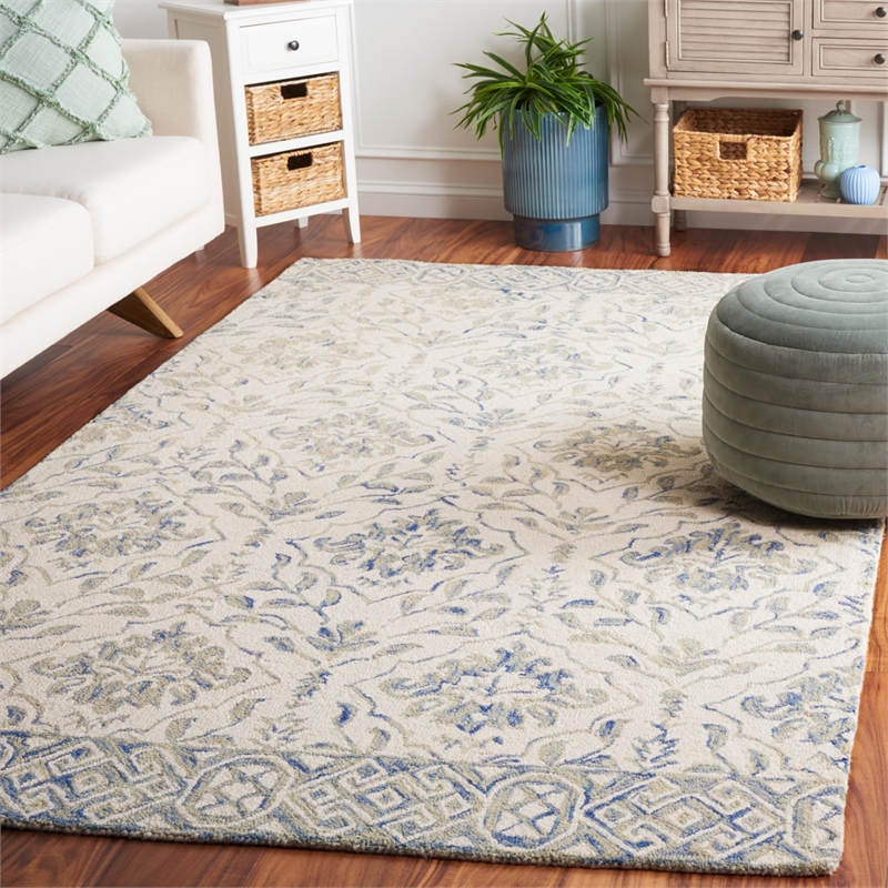 Safavieh Dip Dye 5' x 8' Hand Tufted Wool Rug in Light Blue and Ivory