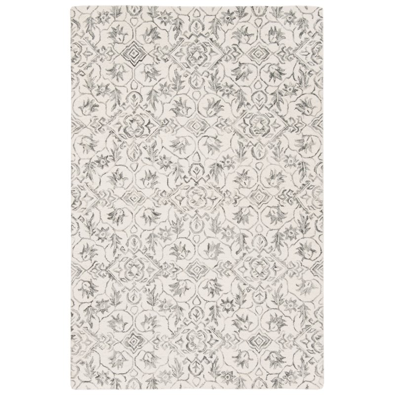 Safavieh Dip Dye 4' x 6' Hand Tufted Wool Rug in Gray and Ivory