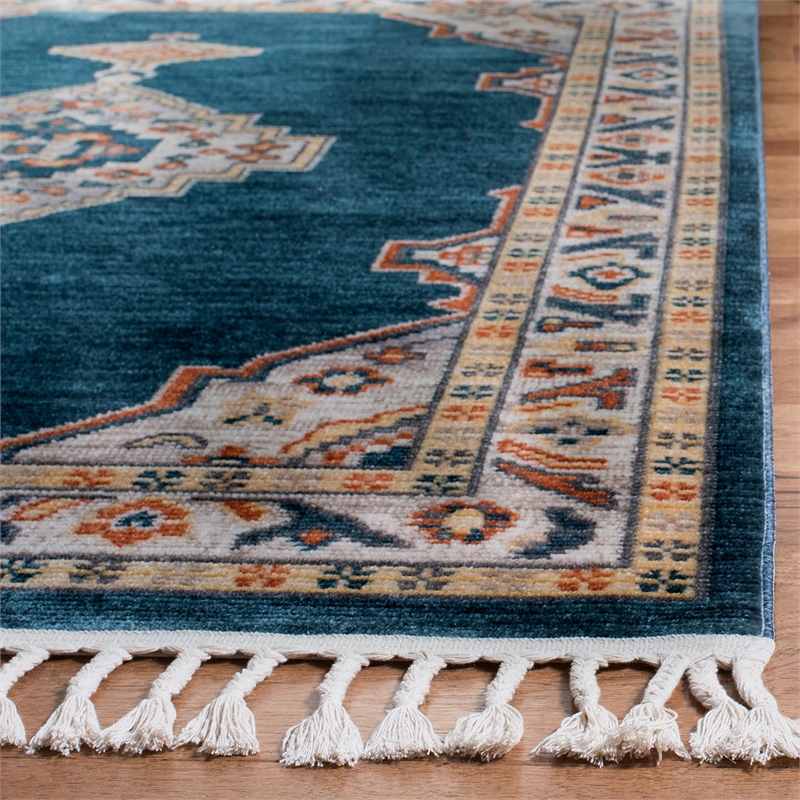 Safavieh Farmhouse 2' x 8' Runner Rug in Orange and Navy