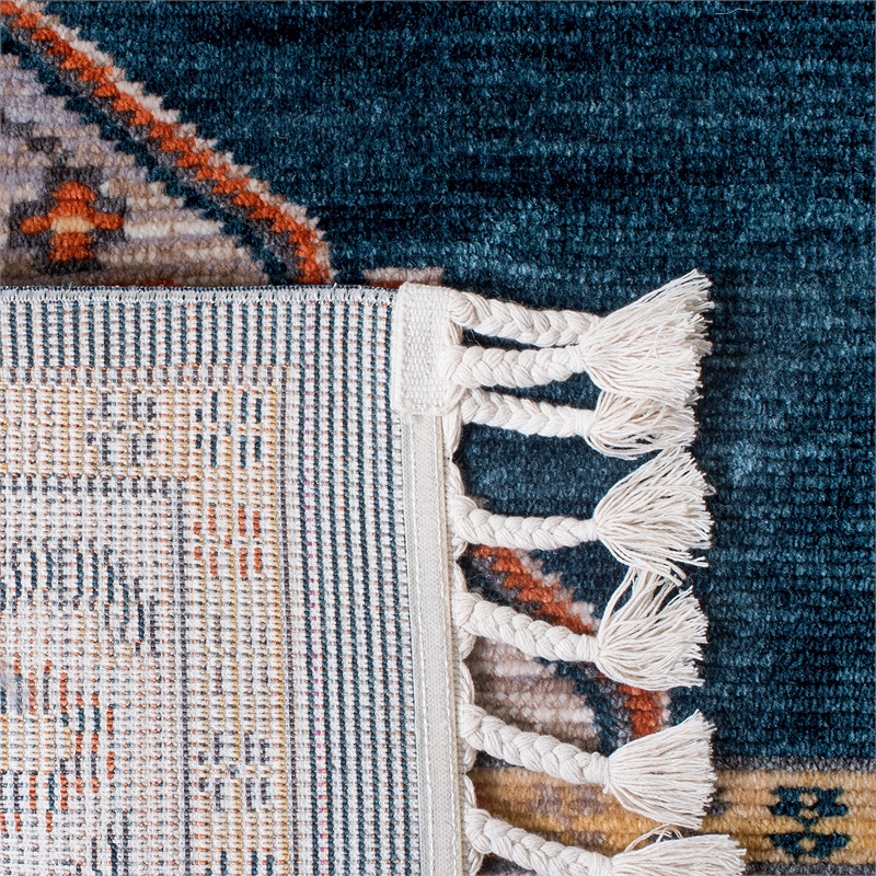 Safavieh Farmhouse 2' x 8' Runner Rug in Orange and Navy